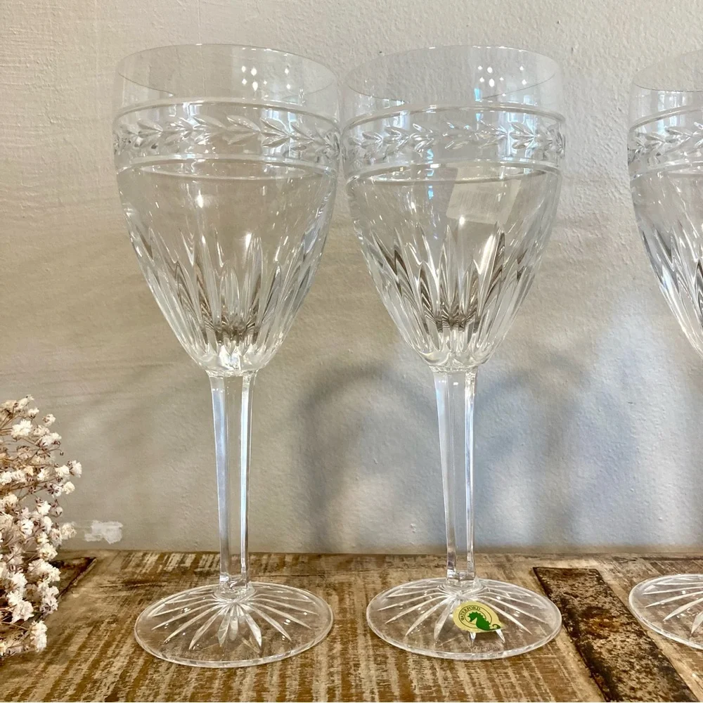 Set of 4 Waterford Laurel Water Goblets 8.5” Tall Crystal Made in Germany